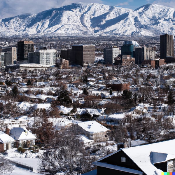 DALL·E 2023-03-16 15.47.20 - photograph of a winter scene at Salt Lake Citys 9th and 9th district